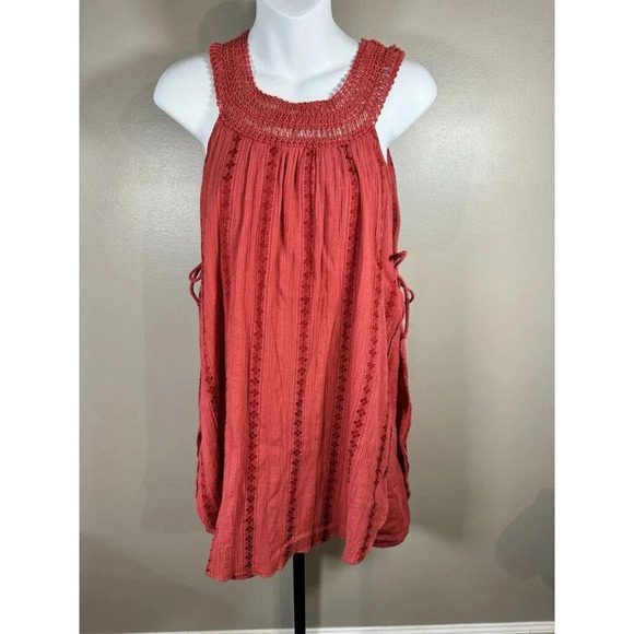 Free People Wondering Star Embroidered Crochet Side-Tie Short Mini Dress Size S - Picture 1 of 7